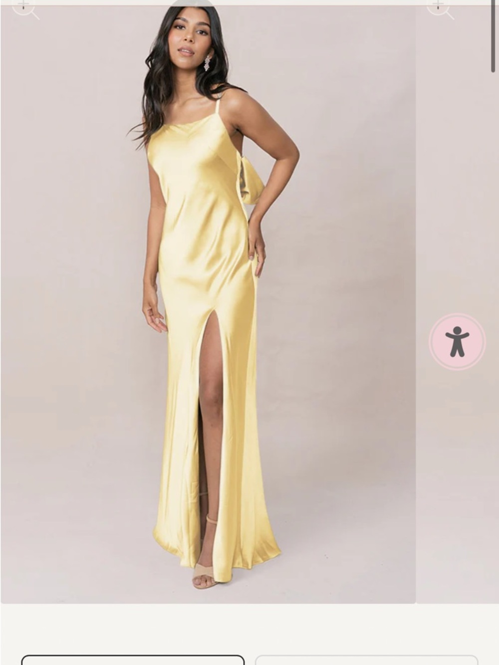 Revelry Yellow Satin Slip Gown with Front Thigh Slit
